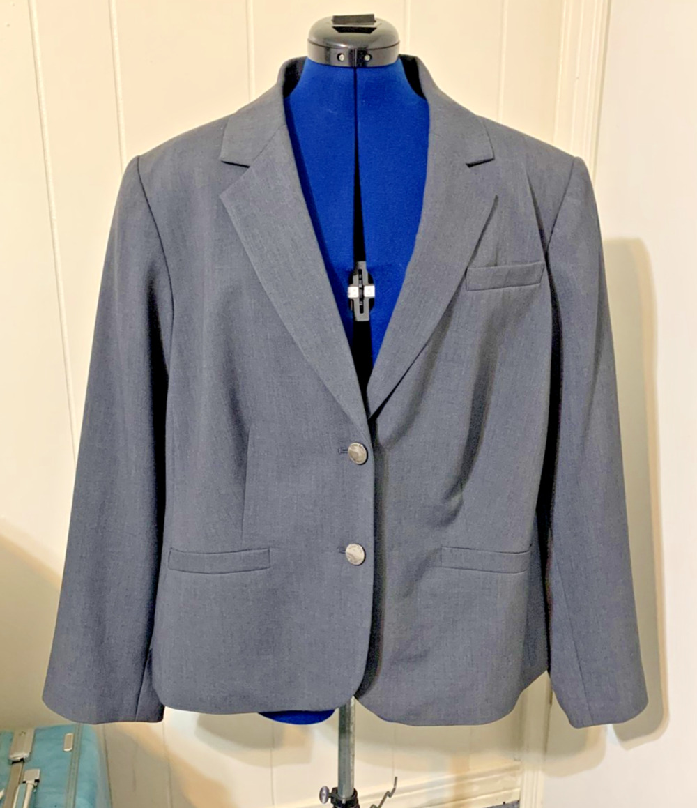 Calvin Klein Stretch Blazer Women’s 24W Gray Two Button Career Jacket Preppy